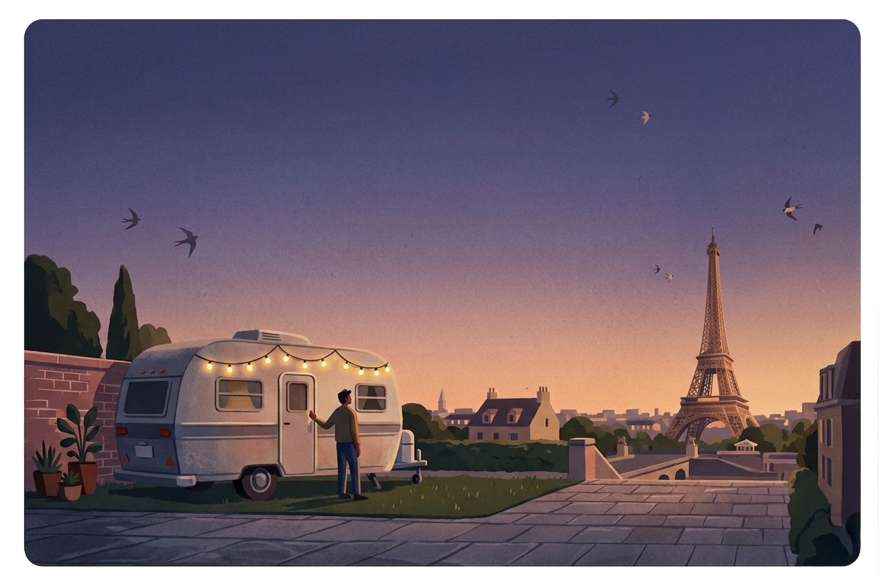 A campervan parked on a driveway